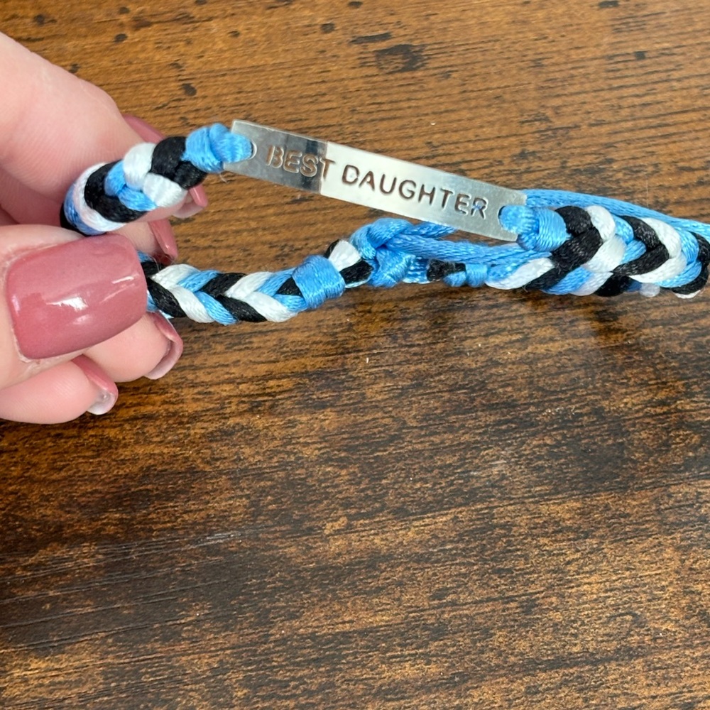 Best Daughter Adjustable Braided Bracelet - Blue, Black, White
